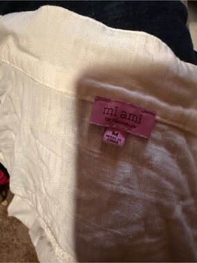 miami White Women's Linen Button-Front Top